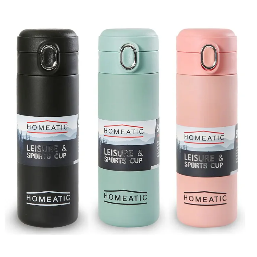 Homeatic Stainless Steel Water Bottle 400ml: Hydration Made Stylish and Sustainable