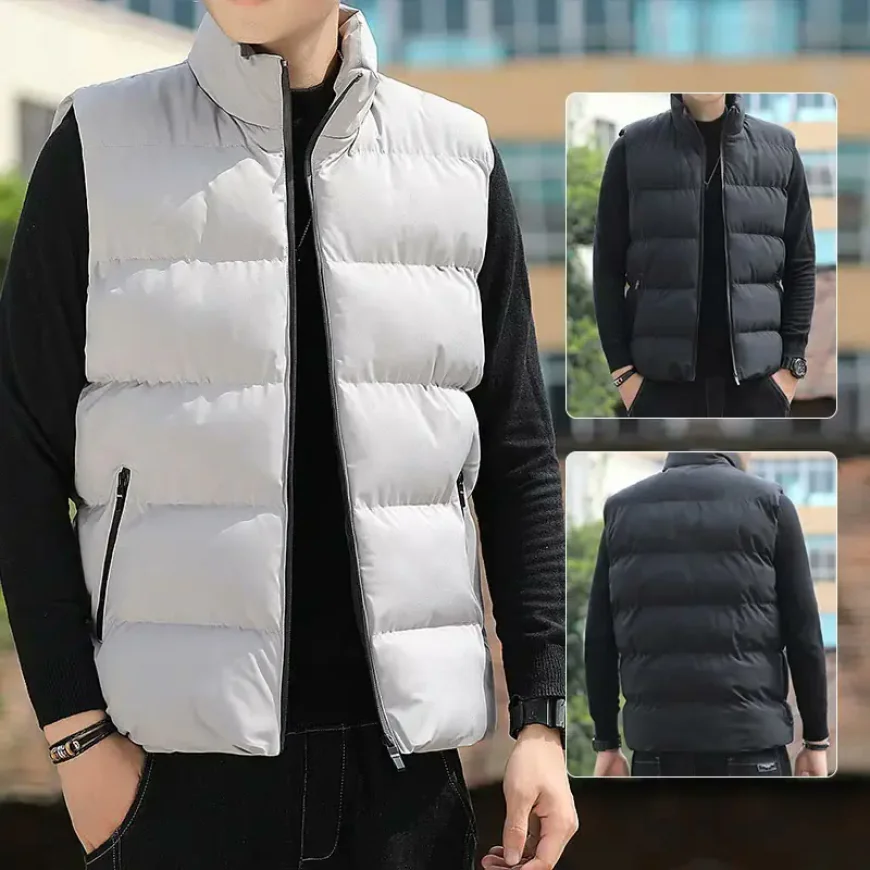 Men's red sleeveless puffer vest